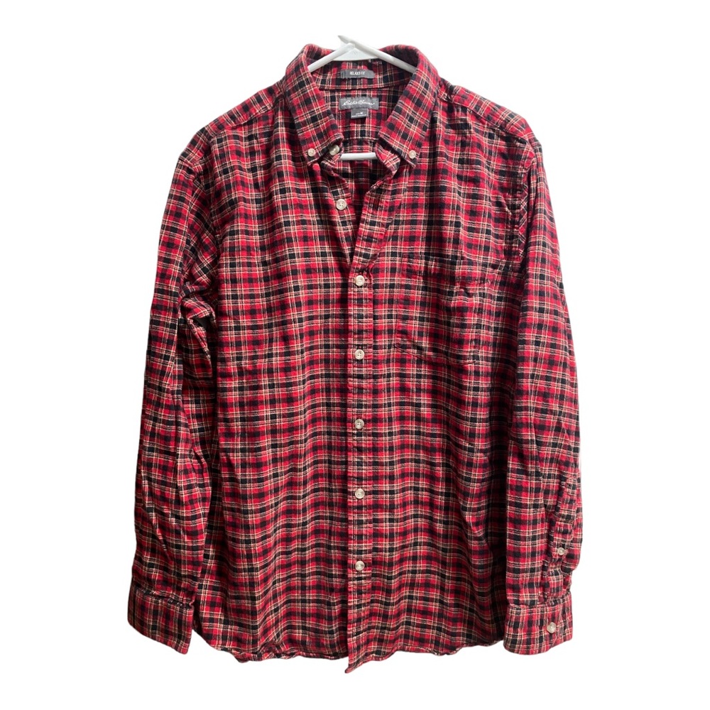 Eddie Bauer Relaxed Fit Flannel, Red size Medium - Picture 1 of 6